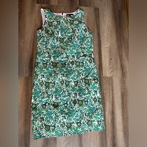 346 Brooks Brothers Sheath Dress White Blue Floral sz14